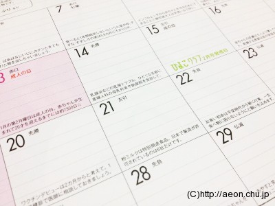 付録：ひよちゃんの育児日記カレンダー
